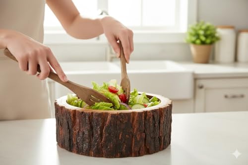 Cuenco de madera para exposición decorativa y servicio de alimentos 5
