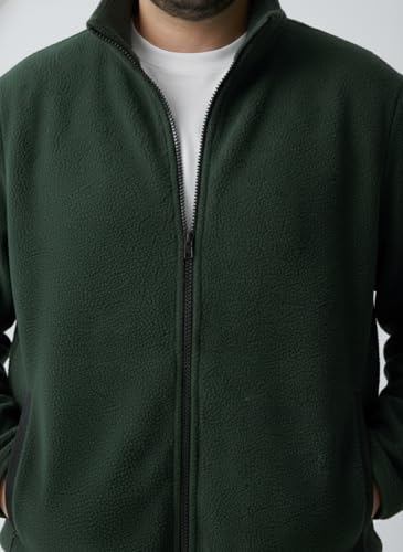 Image of UNSTD Men Plus Size Fleece Jacket for Men Standard Length | Winter Wear Full Sleeves Zipper Jacket | Warm & Comfortable Big and Tall Jacket