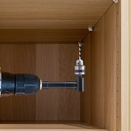 Right Angle Attachment 90 Degree Cordless Right Angle Drill Adapter Router Bit Extension Drilling Tool With 3/8" Keyed Chuck 8Mm Hex Shank(Black) #TOP7