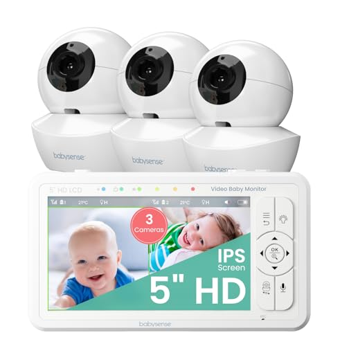 Babysense 5" HD Split-Screen Baby Monitor, Video Baby Monitor wit...