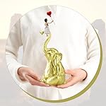 Elephant Gifts for Women - Gold Elephant Statue & Figurines, Home Decor for Living Room, Hand Heart Sculpture - Image 3