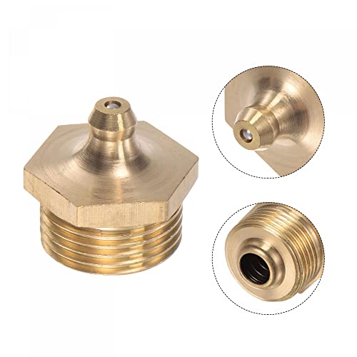 Image of uxcell Brass Straight Grease Fitting M20 x 1.5mm Thread Hydraulic Grease Fitting Accessories, 5Pcs