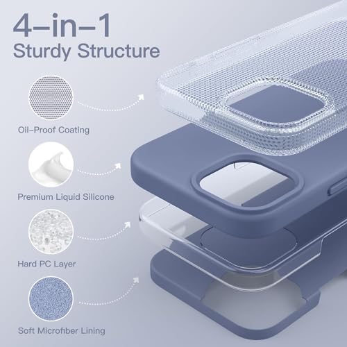 Image of SBMS Liquid Silicone Case for iPhone 15 6.1-Inch, Logo Cut Silky-Soft Touch Full-Body Protective Phone Case, Shockproof Back Cover for iPhone 15 (Pigeon Blue)