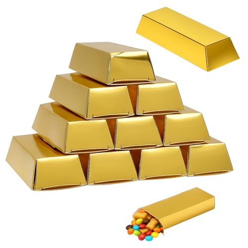 VOSOOT 24 cajas de dulces de lingote de oro, caja de monedas chocolate con monedas de oro hecha de papel,empaque de monedas de chocolate, decoración de cumpleaños infantil con tesoro pirata