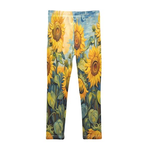 Bolaz Toddler Girls Leggings Printed Yoga Pants Leggings Painting Sunflowers for Kids2
