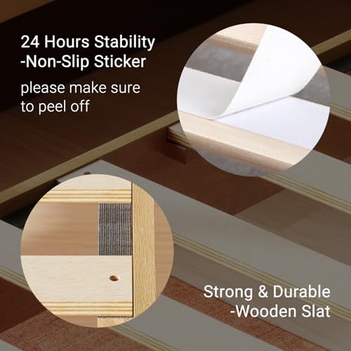 Image of LIFEMENT Twin Bed Frame Signature Wood Platform, Noise Free, Under Bed Storage, No Box Spring Needed, Easy Assembly, Natural