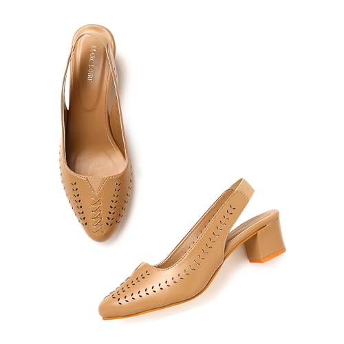 Image of Marc Loire Women Pointed Toe Block Heel Sandal for Office Wear