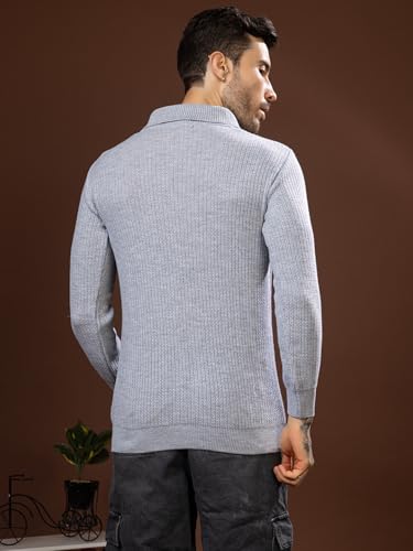 Image of TYSORT Men's Knitted Polo Sweater Casual Full Sleeve Pullover Sweater with Button Collar