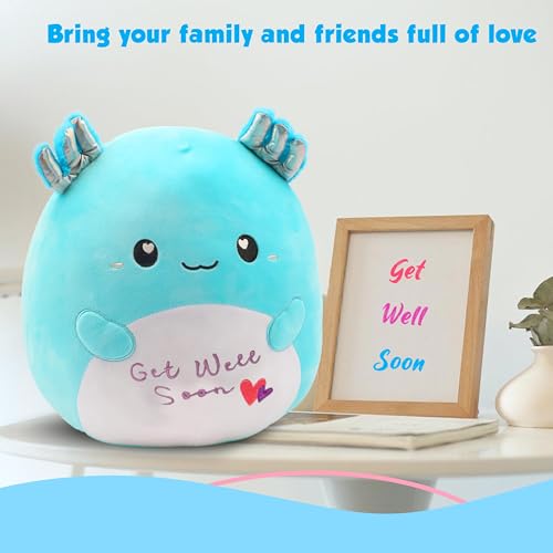 Image of Easfan 13'' Get Well Soon Axolotl Plush Pillow Soft Cute Salamander Plush Get Well Soon Gifts for Kids Patient Feel Better for Women Men