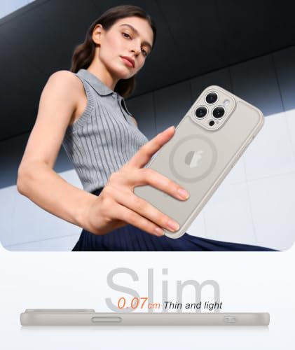 Image of FNTCASE for iPhone 14-Pro Case Stone: Translucent Compatible with MagSafe | With Screen Protector, Magnetic Camera Protection Slim Protective, 14FT Military Grade Drop Tested, Matte Shockproof Cover