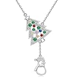 Fenthring Christmas Tree Snowman Necklace for Women Girls Sterling Silver Xmas Tree Gold Star Snow C