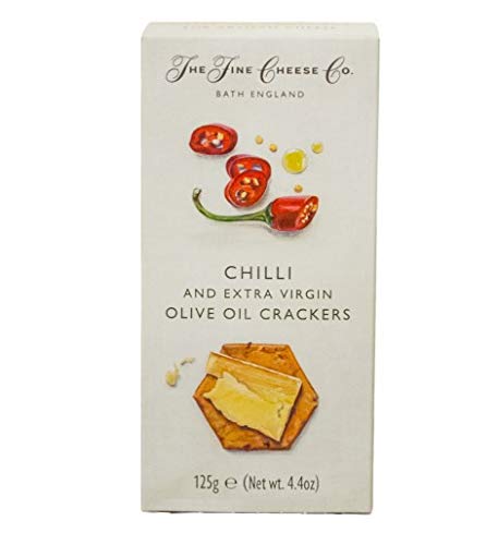 The Fine Cheesse Co - Crackers de aceite de oliva virgen extra y chilli rojo picante 125 g - Caja de: 12 unidades