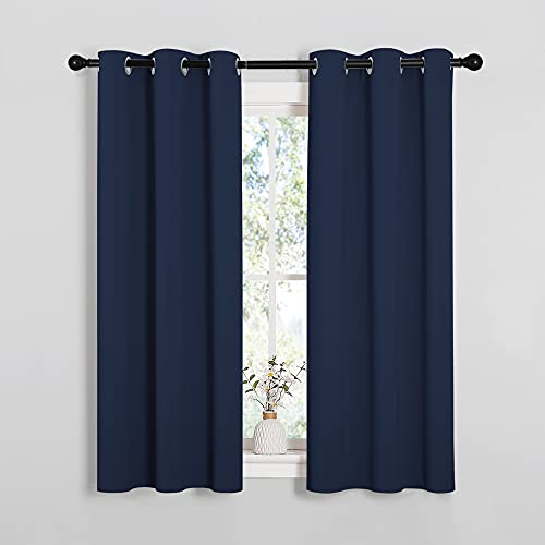 Image of NICETOWN Blackout Curtain Panels, Window Treatment Energy Saving Thermal Insulated Solid Grommet Blackout Drapes /Draperies (Navy, 1 Pair, 34 by 54-inch)
