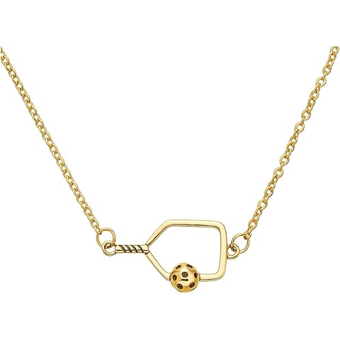born to rally Gold Pickleball Paddle Pendant Necklace, Pickleball Jewelry Gifts for Women Players