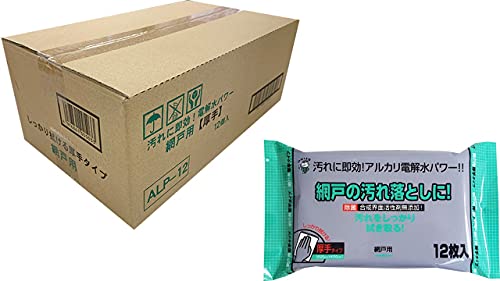 服部製紙 掃除シート アルカリ電解水 合成界面活性剤 不使用 除菌 シートサイズ約縦20×横30cm 網戸 用クリーナー 厚手タイプ ALP-12 12枚入 12個セット