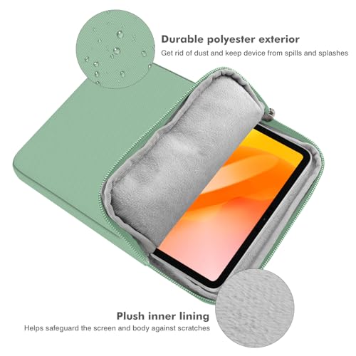 Image of MoKo 13 Inch Tablet Sleeve Bag Polyester Padded Carrying Case Slim Design | Fits New 13inch iPad Air M4 2026, iPad Pro M5 /M4 /Air M3 /M2 13 inch, iPadPro 12.9 inch, Galaxy Tab S8+ /S9+ 12.4 inch, Bodhi Green