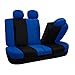 FH Group Car Seat Covers Full Set Blue Black Cloth - Universal Fit,Automotive Seat Covers, Low Back Front Seat Covers,Airbag Compatible,Split Bench Rear Seat,Car Seat Cover for SUV, Sedan, Van