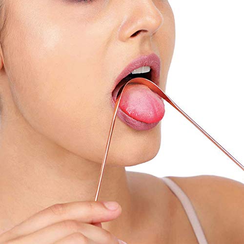 Raspador de língua de cobre raspador dental de metal para eliminar mau hálito.
