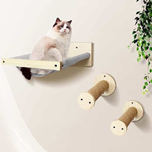 Cat Wall Shelves, Wall Mounted Cat Hammock With Two Steps, Cat Shelves And Perches For Wall,Premium Cat Wall Furniture For Large Cats And Kitty, Ideal For Sleeping, Playing, Climbing, And Lounging #TOP14