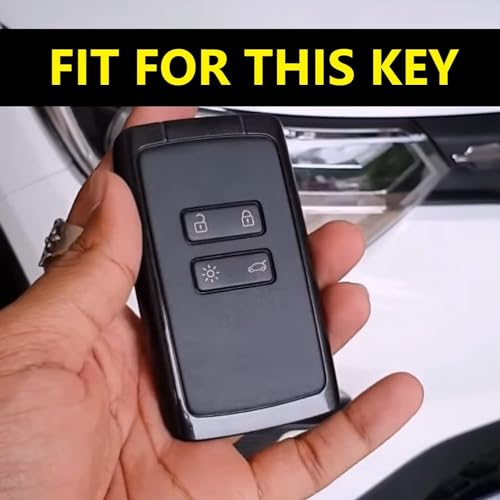 Image of BKN Luxury Metal Soft Car Key Cover Shell with Keychain & Full Protection Compatible with Renault Triber | Kiger (4 Button Smart Key)