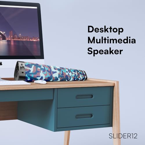 Image of HAPIPOLA SLIDER12 Bluetooth Speaker Immersive Audio | Good Bass | Light Weight 6 Hours Playback | Portable | Built in mic | TWS Pairing Support | dustproof | handfree Calling | (Camouflage)