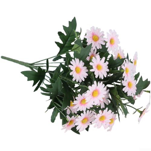 Bouquet de marguerites artificielles, 9 têtes de fleurs en soie, arrangement floral réaliste, tiges métalliques flexibles pour décoration d'intérieur, centre de table de mariage et décoration de fête
