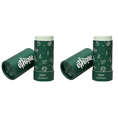 Ethique Rustic Citrus & Earthy Deodorant Stick for Men & Women - Aluminum-Free, Plastic-Free, Vegan, Cruelty-Free, Eco-Friendly, 2.47 oz (Pack of 2)