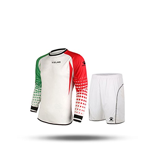 KELME Football Goalkeeper Long-Sleeve Suit Soccer Jersey Set (Red/Black, Kids-140cm)