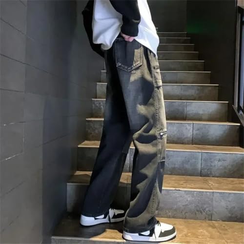 Men Loose Cowboy Pants Baggy Trousers Korean Streetwear Cotton Soft Jeans3