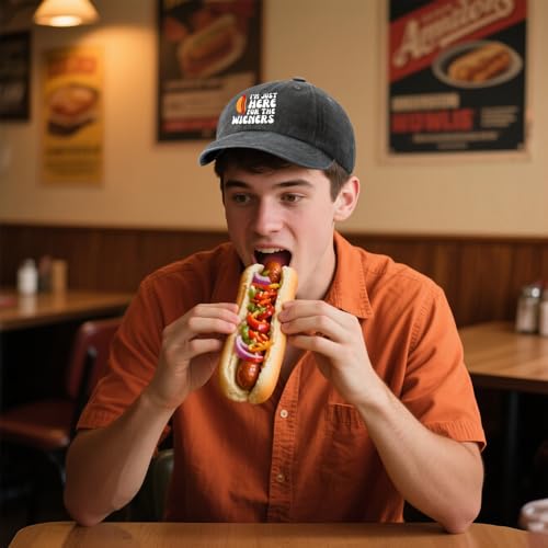 Image of I'm JUST HERE for The Hotdogs Hats for Men Baseball Caps Trendy Washed Workout Hats Light Weight