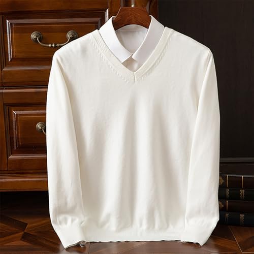 Men's V Neck Lightweight Knit Sweater Long Sleeve Pullover Thin Soft Classic Preppy Basic School Uniform Style 20252
