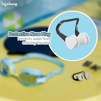 Lifelong Swimming Combo Kit for Kids 5+ Years| Swimming Goggles, Swim Cap with Earplug, Noseclip| Easy Fit Swimming Accessories| Waterproof Swimming Cap| Anti-Fog Glasses(Blue)