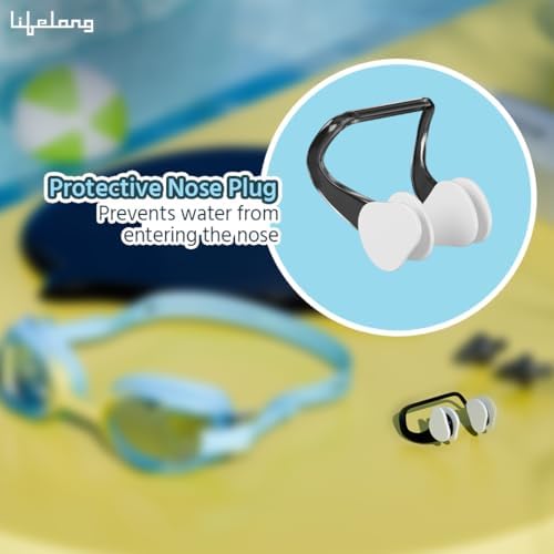 Lifelong Swimming Combo Kit for Kids 5+ Years| Swimming Goggles, Swim Cap with Earplug, Noseclip| Easy Fit Swimming Accessories| Waterproof Swimming Cap| Anti-Fog Glasses(Blue)
