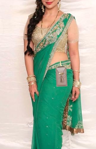 Image of Tickles Fancy Artificial Leather Mobile Pouch with Waist Clip for Women Girls Saree (Color: Sand) (Suitable for Mobile Sizes: 6 Inches and Below)