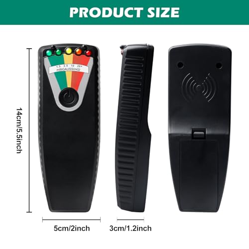 K2 EMF Meter, K2 EMF Messgerät, Strahlungsmessgerät, Handheld Emf Messgerät, 14,3×2,9×5.3 Cm Strahlungsdetektor Tragbarer Für Zuhause, Büro&Outdoor-Inspektionen, 50hz-20.000hz, Schwarz