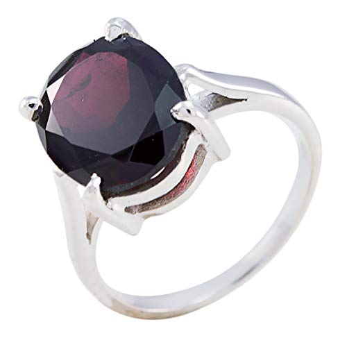 joyas plata gemas genuinas forma ovalada una piedra anillo de granate facetado - anillo de granate rojo de plata maciza - nacimiento de enero capricornio Cover