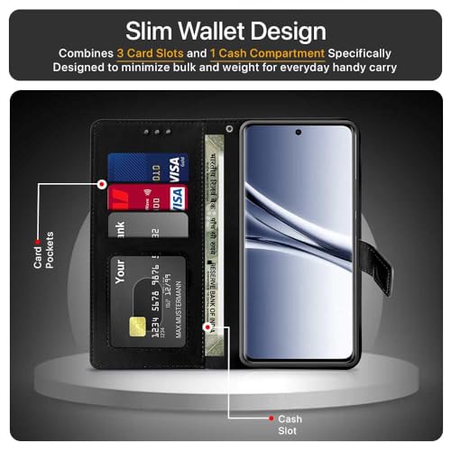 Image of WOW IMAGINE Shock Proof Flip Cover Back Case Cover for Mi Redmi Note 15 5G 2025 | Poco M8 5G (Flexible | Leather Finish | Card Pockets Wallet & Stand | Black)