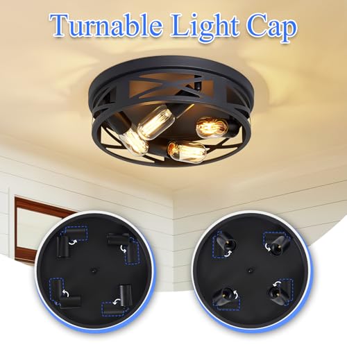 Image of SKEJAO Flush Mount Ceiling Light Fixture,Ceiling Light Fixture for Hallway, Black Hallway Light Fixtures Ceiling,Light Fixtures Ceiling Mount for Kitchen,Farmhouse,Hall (1 Pack) (13.98 inch)