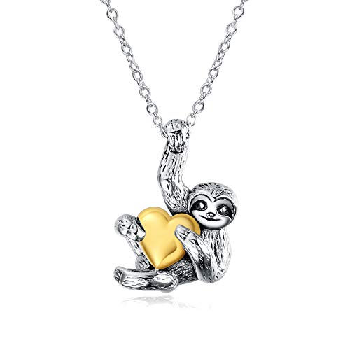 YFN Sloth Gifts Sterling Silver Sloth Heart Necklace Cute Animal Pendant Necklace for Women Jewelry Gifts