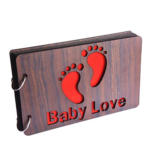 Image of Wooden Photo Album Scrapbook|Baby Love|26cmx16cmx4cm|Brown|Set 1