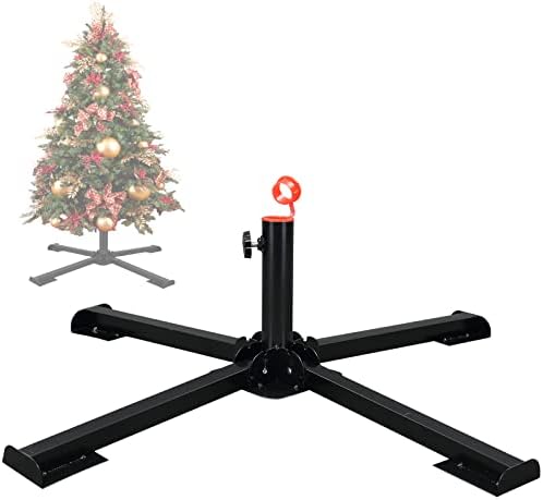 FLY HAWK Christmas Tree Stand, 1.4” Foldable Artificial Christmas Tree Metal Ornament Holder Universal Model Adjustable ，Umbrella Stand Artificial Christmas Tree for Pine SprucePoplar (Black)