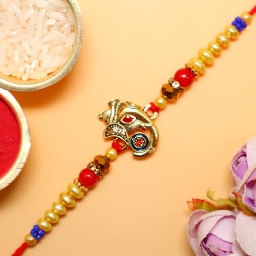 Image of JAIPUR ACE Raksha Bandhan Rakhi Gift Combo with Designer Rakhi, Puja Thali, 2 Katori Bowls, Roli Kumkum & Greeting Card for Brother, Bhai, Bhaiya | Complete Celebration Set