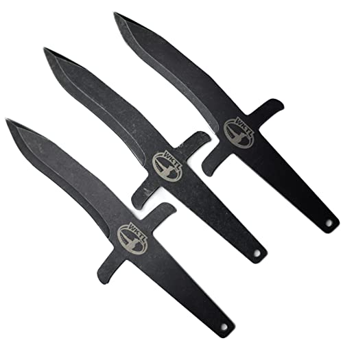 Wktl World Knife Throwing League Raptor Professional Balanced Throwing Knife Set With Three Knives, Stone Rolled Finished Blade, Full Tang, Stainless Steel, With Premium Nylon Sheath #TOP8