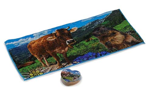 ES Magical Hand Towel Cow Allgau 20 x 40 cm Alpine Design Pack of 2, Colourful - Image 3
