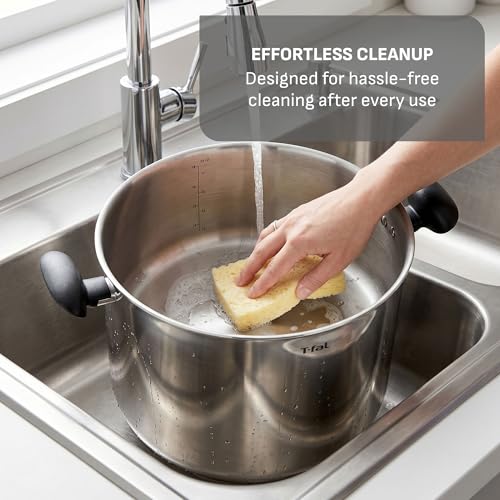 Image of T-fal Specialty Stainless Steel 20-Quart Stock Pot with Lid, Induction Compatible, Soup Pasta Pot, Dishwasher-Safe, Oven Safe Up To 350, Silver