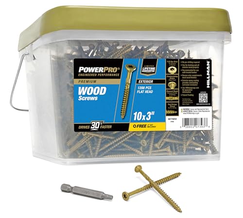 Image of Power Pro Premium Exterior Wood Screws, #10 x 3 Inch All-Purpose Deck Screws for Outdoor Projects, T-25 Star Bit Included, Bronze, 1200 Pieces | 967790V4