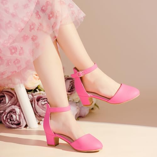 Image of LAURMOSA Girls Dress Shoes Closed Toe Pumps High Heels for Little Big Kid