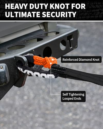 Image of DAYDOOR 56,000 LBS Soft Shackles, 1 /2 inch x 22 inch (2-Pack) Rope Shackles for Recovery, Winch Accessory for Jeep Wrangler, Bronco, 4Runner, Tacoma, ATV /UTV /Jeeps /SUVs, 4x4 Off-Road(Orange)