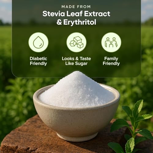 Image of Sugar.fit Zero Calorie Stevia Sweetener | 100% Plant-Based Stevia & Erythritol Blend, Zero Glycemic Index, Sugar-Free, No Bitter Aftertaste, Keto-Friendly, 1:1 Sugar Replacement - 400g