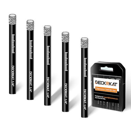 5 Packs Dry Diamond Drill Bits Set 1/4 6mm Vacuum Brazed Diamond Hole Saws for Granite Tile Ceramic Marble Stone Glass and More Hard Materials (not for Wood) Round Shank with Storage Case.